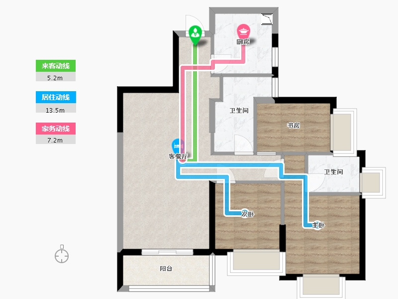 广东省-东莞市-天麟天瑞花园-74.61-户型库-动静线