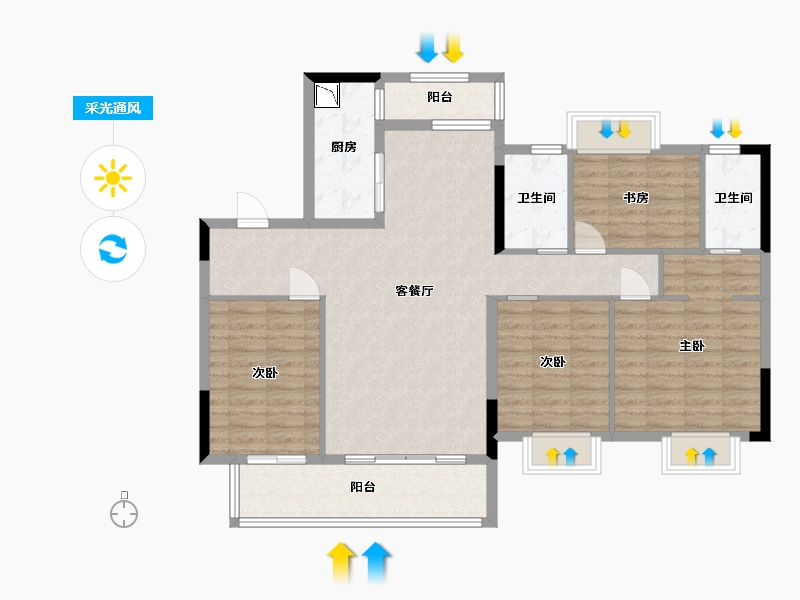 广东省-东莞市-莲花四季-110.38-户型库-采光通风