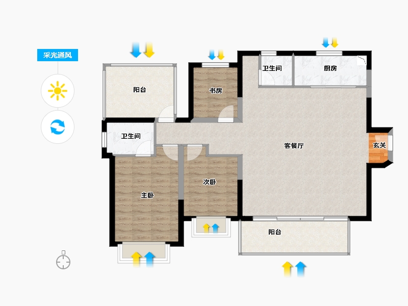 广西壮族自治区-南宁市-旭辉江山樾-111.19-户型库-采光通风