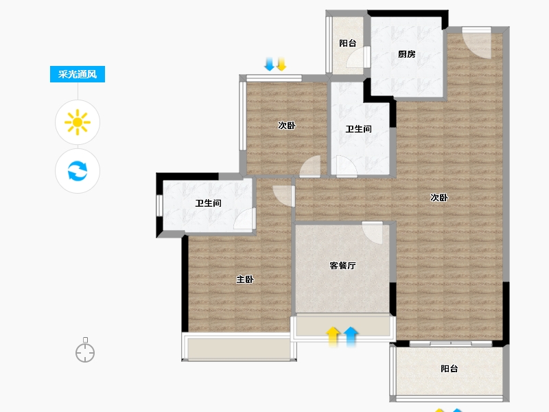 广东省-中山市-龙光玖誉山-121.56-户型库-采光通风