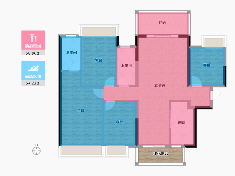 广西壮族自治区-南宁市-龙光玖誉湖-106.79-户型库-动静分区