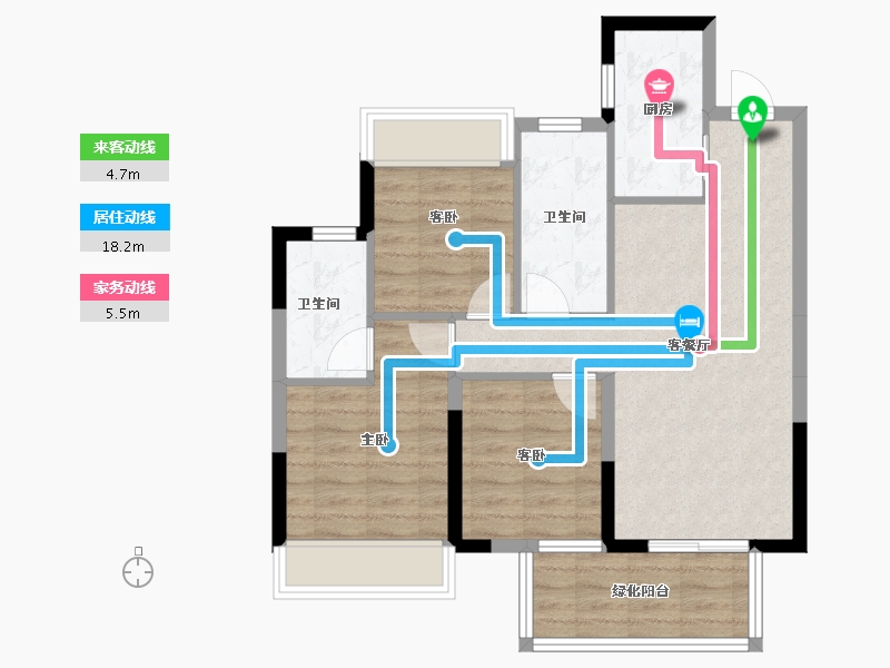 广西壮族自治区-南宁市-金成江南壹品-70.83-户型库-动静线