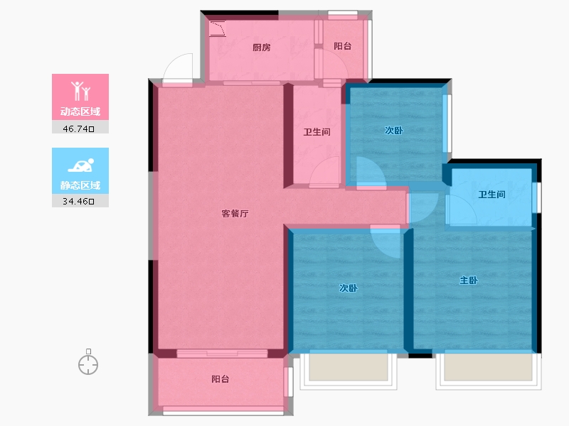 广西壮族自治区-南宁市-万丰新新传说-71.13-户型库-动静分区