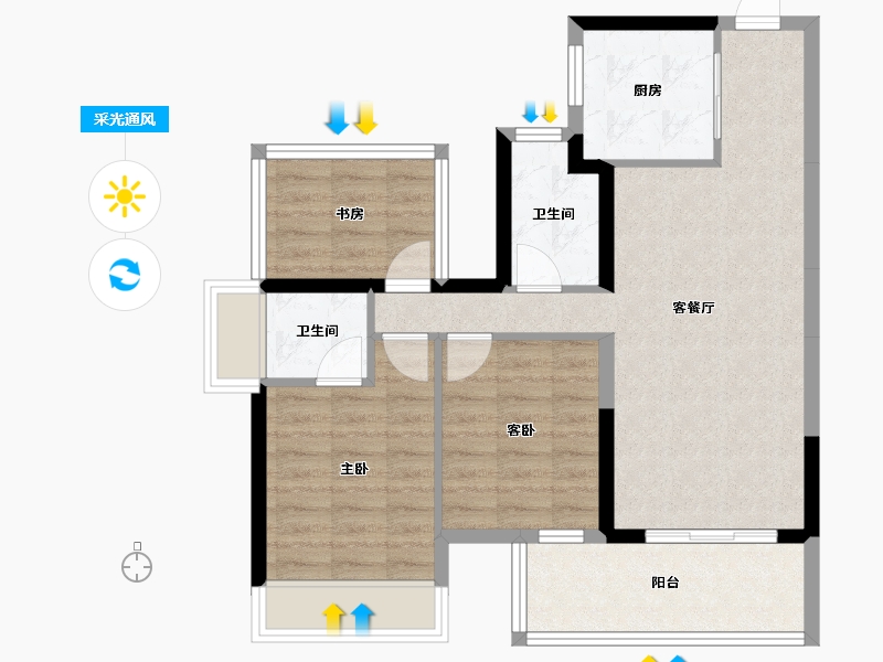 广西壮族自治区-南宁市-龙光玖誉湖-75.12-户型库-采光通风