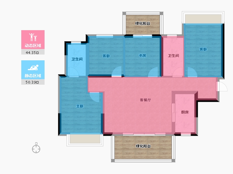 广西壮族自治区-南宁市-金成江南壹品-98.59-户型库-动静分区