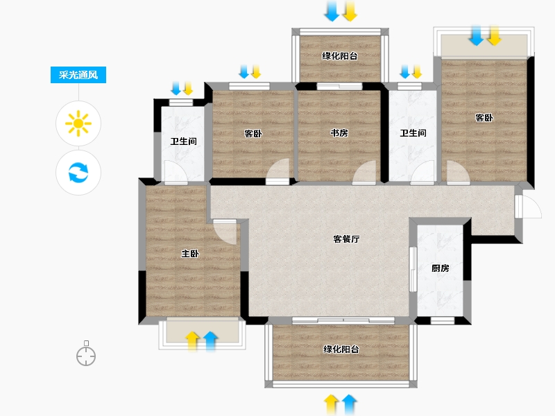 广西壮族自治区-南宁市-金成江南壹品-98.59-户型库-采光通风