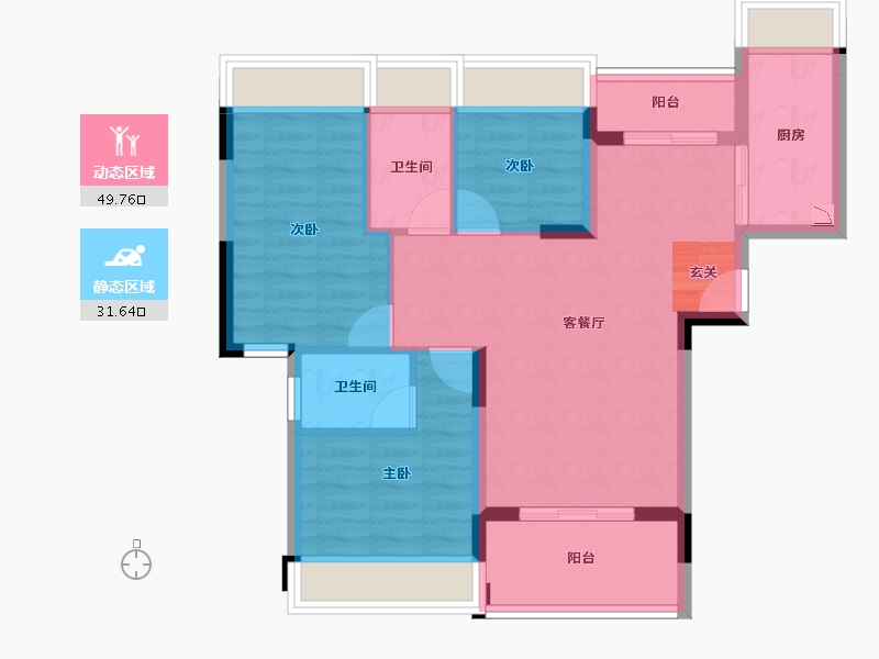 广东省-中山市-大翼御龙轩-72.31-户型库-动静分区