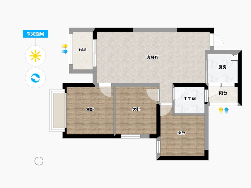 广西壮族自治区-南宁市-万丰新新传说-62.46-户型库-采光通风