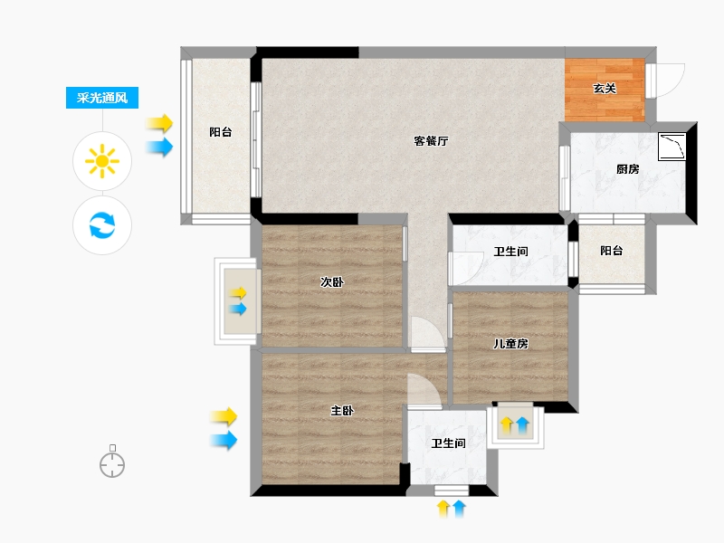 广东省-东莞市-滨海明珠-76.72-户型库-采光通风