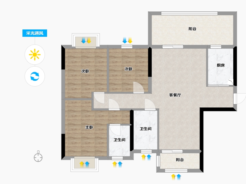 广西壮族自治区-南宁市-轨道御水元筑-95.46-户型库-采光通风