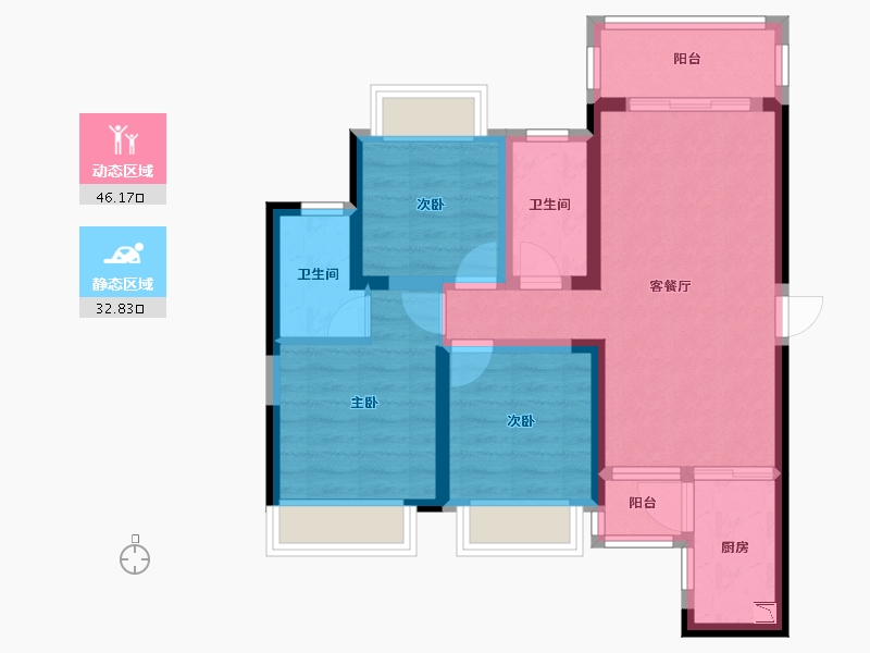 广西壮族自治区-南宁市-万丰新新传说-68.87-户型库-动静分区