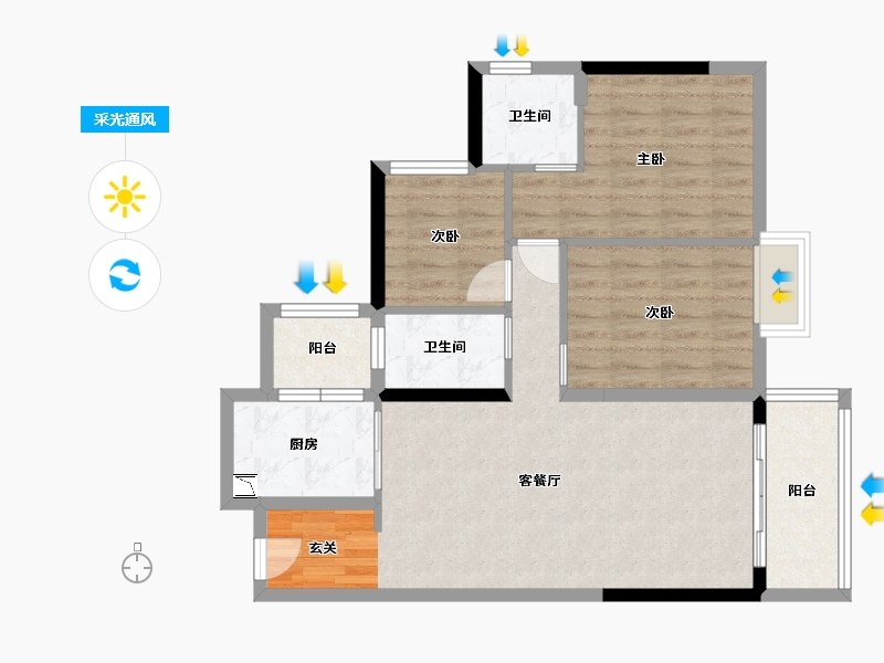 广东省-东莞市-碧桂园兰亭-78.48-户型库-采光通风