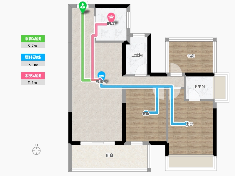 广西壮族自治区-南宁市-龙光玖誉湖-76.55-户型库-动静线