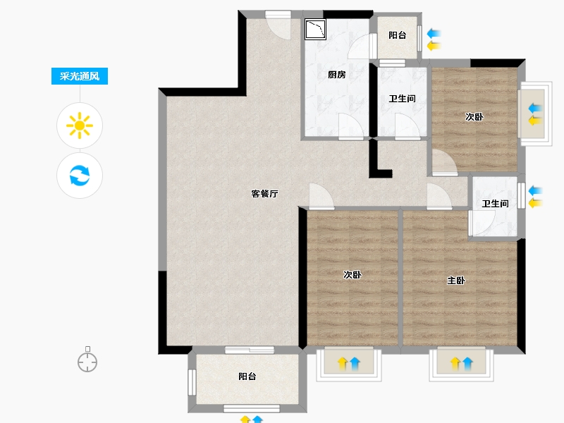 广西壮族自治区-南宁市-亿鼎温岭华府-98.03-户型库-采光通风