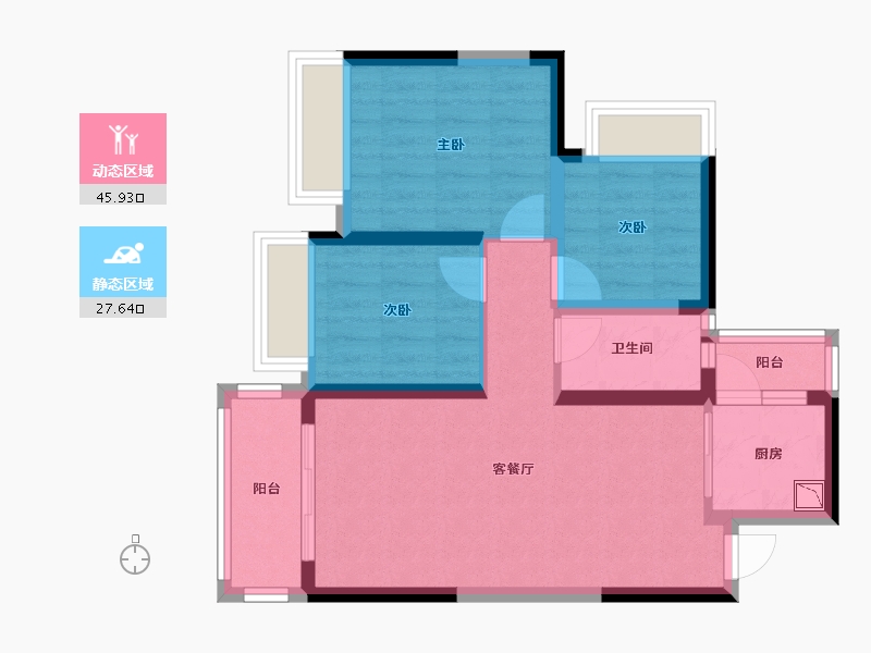 广西壮族自治区-南宁市-万丰新新传说-64.49-户型库-动静分区