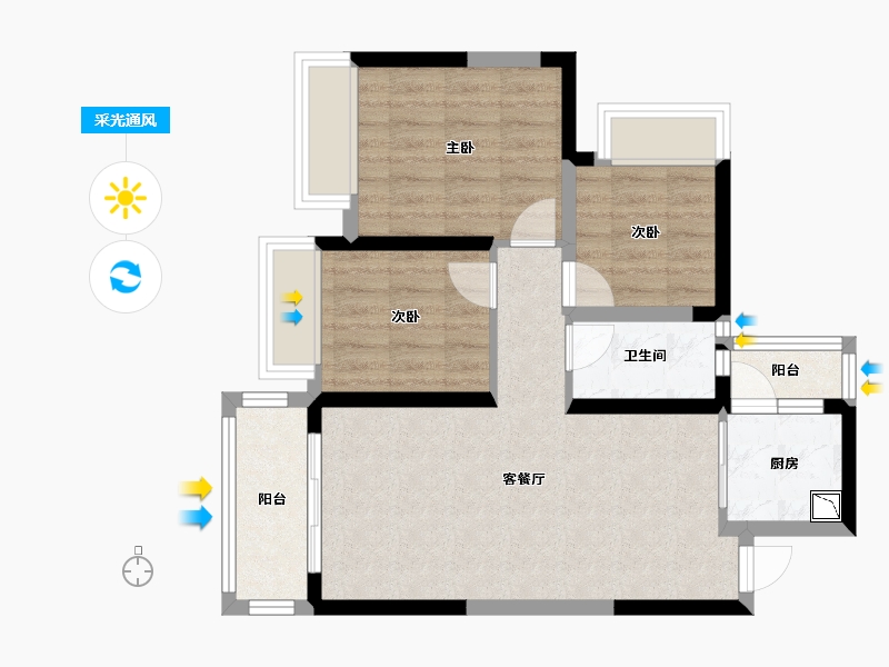 广西壮族自治区-南宁市-万丰新新传说-64.49-户型库-采光通风