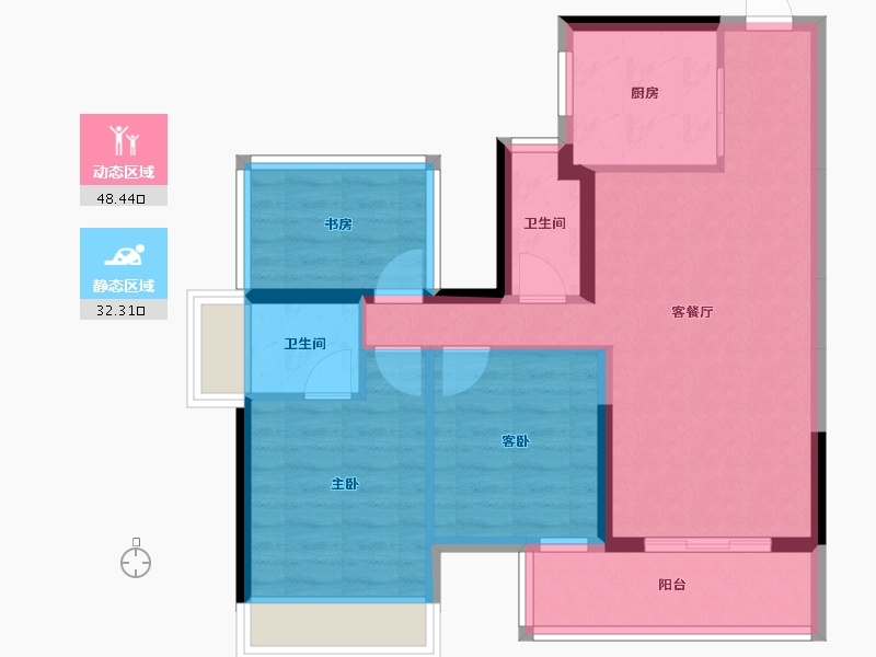 广西壮族自治区-南宁市-龙光玖誉湖-71.48-户型库-动静分区