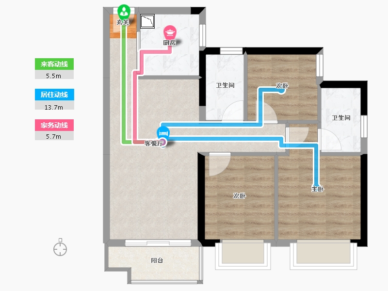 广西壮族自治区-南宁市-合景叠翠峰-63.56-户型库-动静线