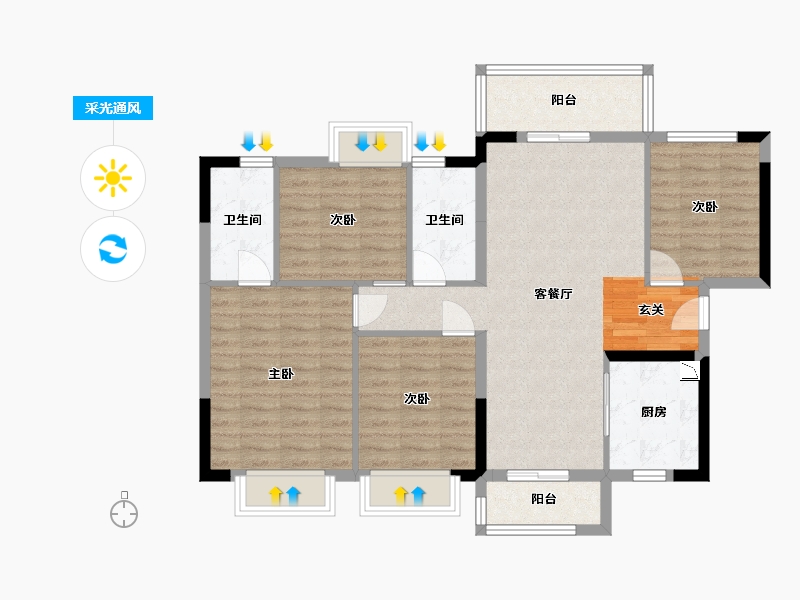 广东省-东莞市-华润幸福里-97.12-户型库-采光通风