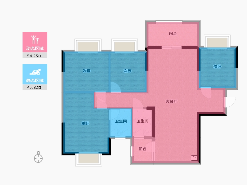 广西壮族自治区-南宁市-亿鼎温岭华府-89.09-户型库-动静分区