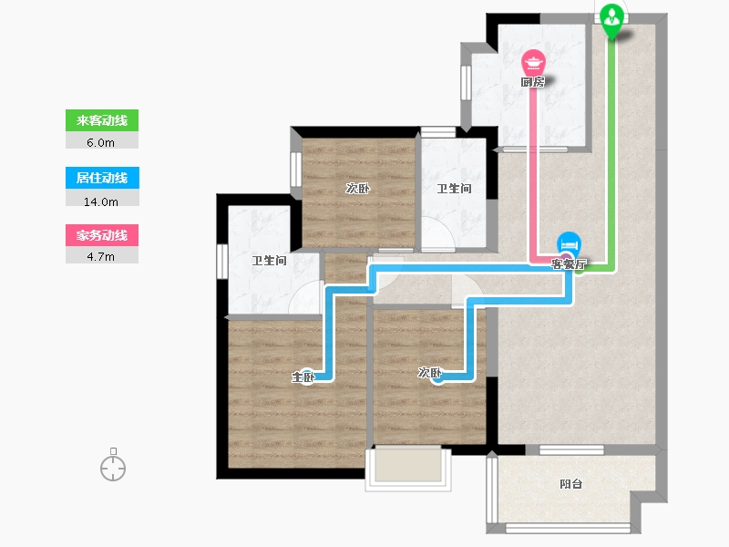 广东省-东莞市-碧桂园公园壹号-81.36-户型库-动静线