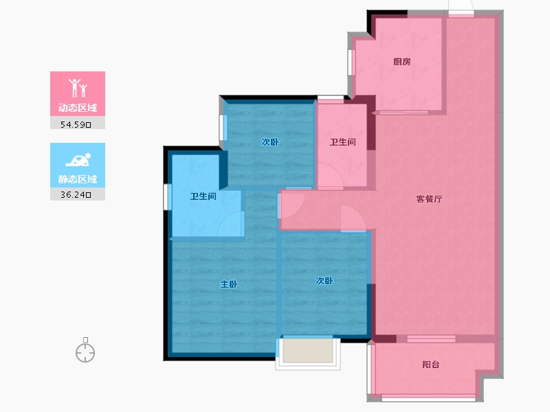 广东省-东莞市-碧桂园公园壹号-81.36-户型库-动静分区