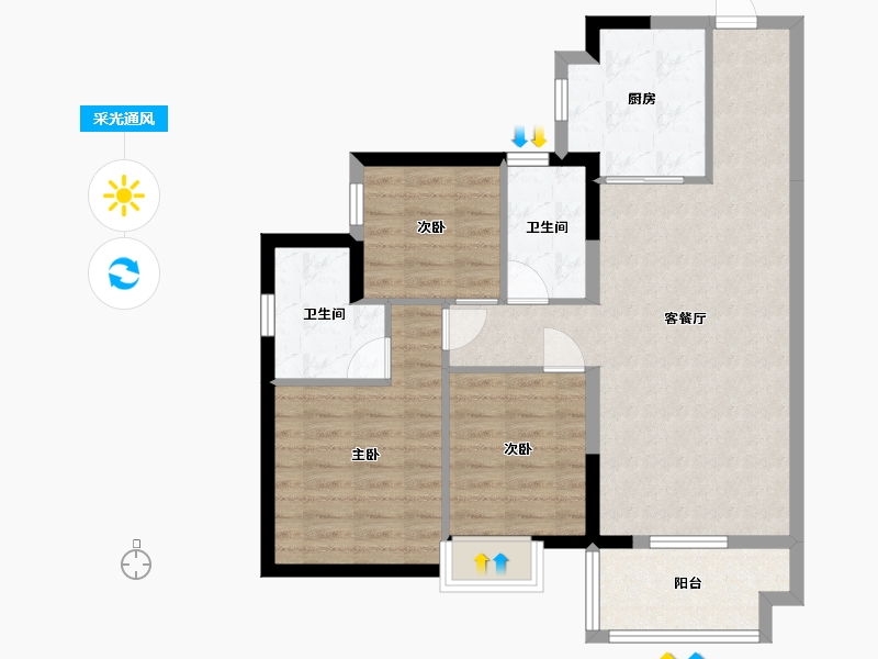 广东省-东莞市-碧桂园公园壹号-81.36-户型库-采光通风