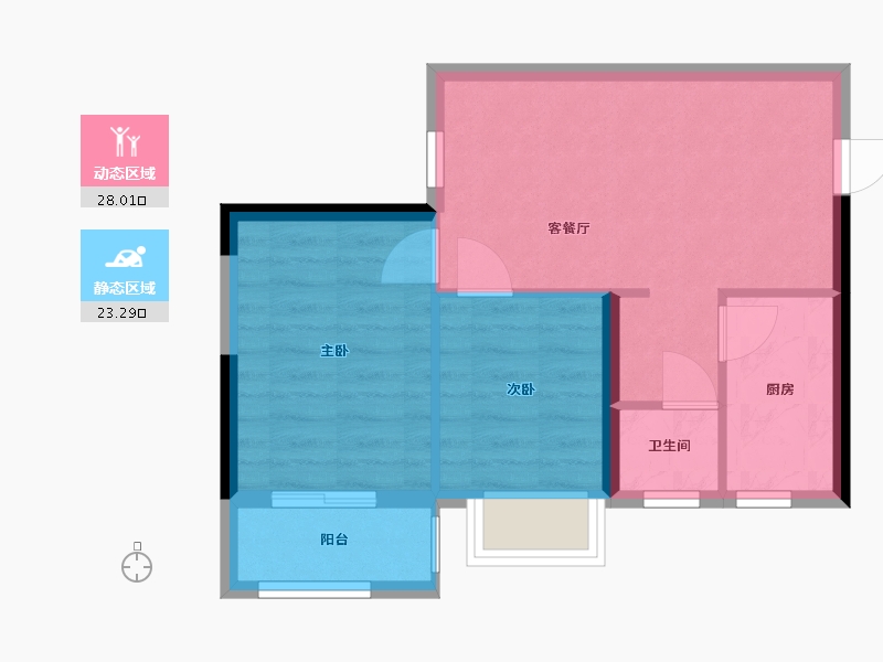 广西壮族自治区-南宁市-亿鼎温岭华府-45.66-户型库-动静分区