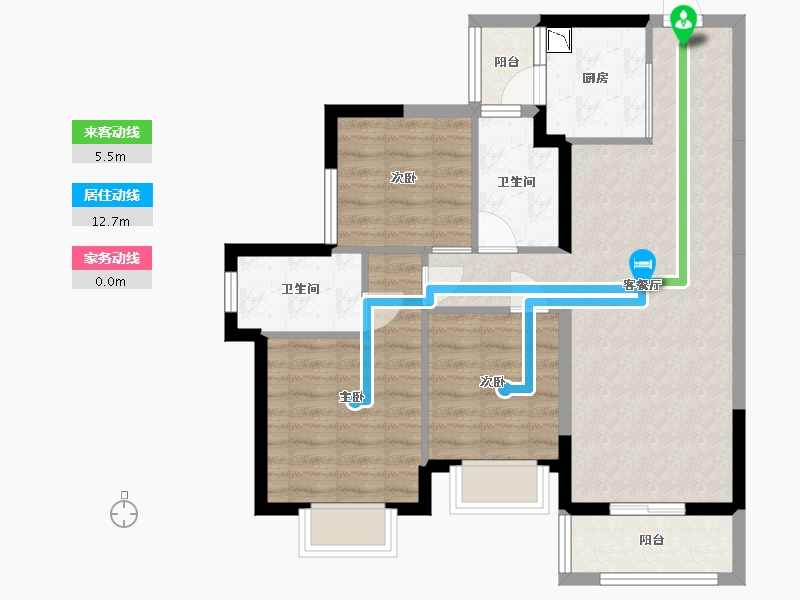 广东省-东莞市-龙光玖龙玺-76.26-户型库-动静线