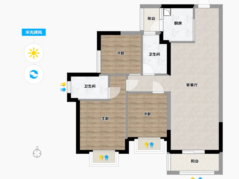 广东省-东莞市-龙光玖龙玺-76.26-户型库-采光通风