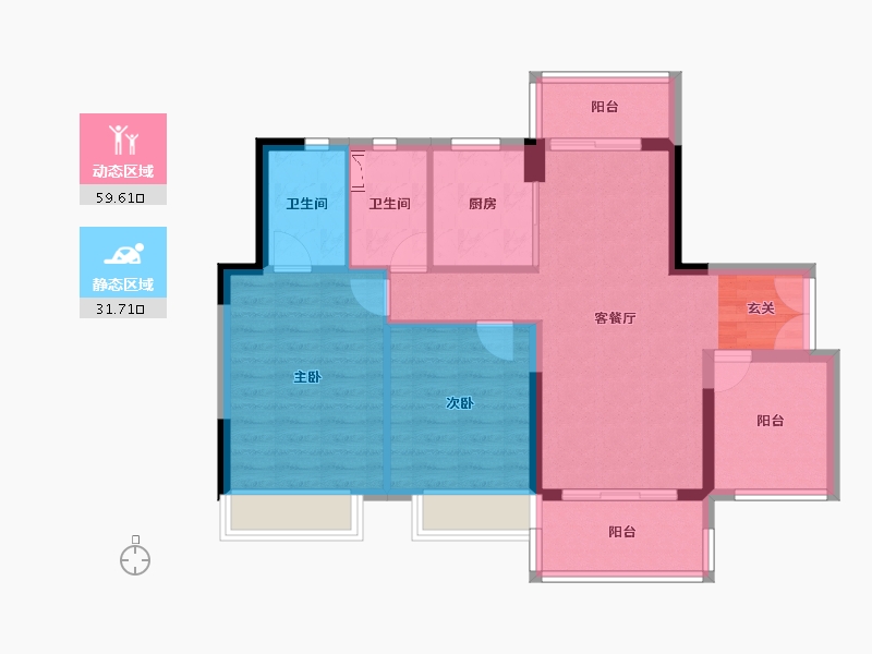 广东省-中山市-钱隆御府-81.69-户型库-动静分区