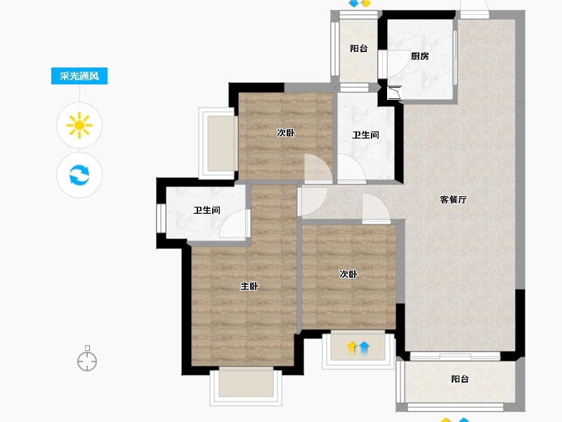 广东省-东莞市-龙光玖龙玺-71.28-户型库-采光通风