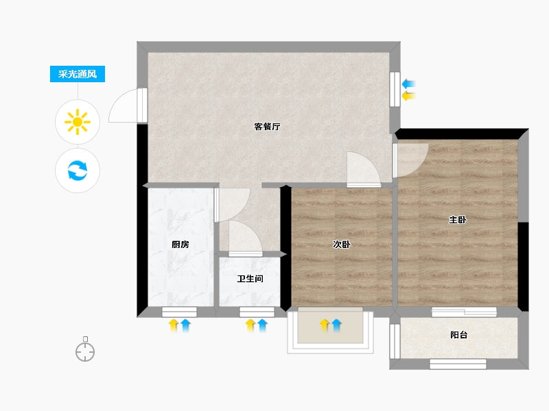 广西壮族自治区-南宁市-亿鼎温岭华府-45.34-户型库-采光通风