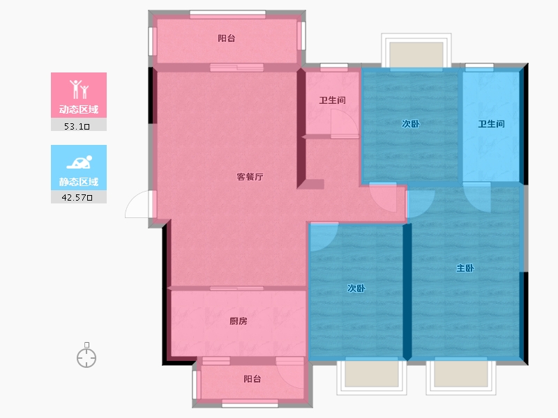 广西壮族自治区-南宁市-亿鼎温岭华府-85.67-户型库-动静分区