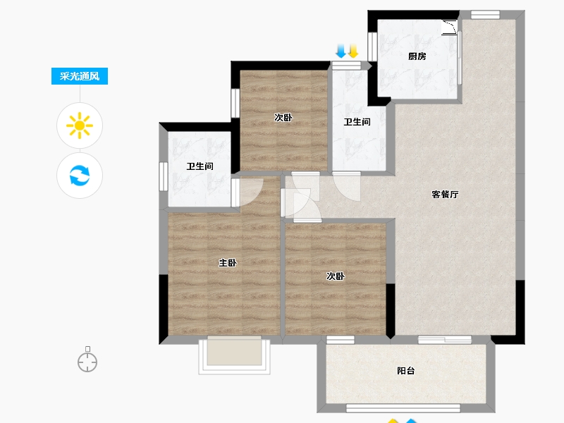 广西壮族自治区-南宁市-龙光天曜-77.07-户型库-采光通风