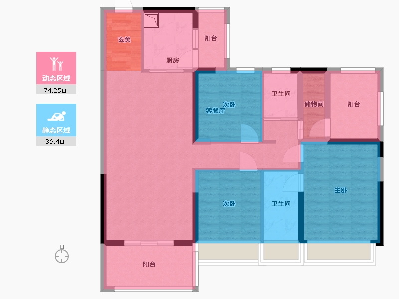 广东省-东莞市-碧桂园滨江府-100.70-户型库-动静分区