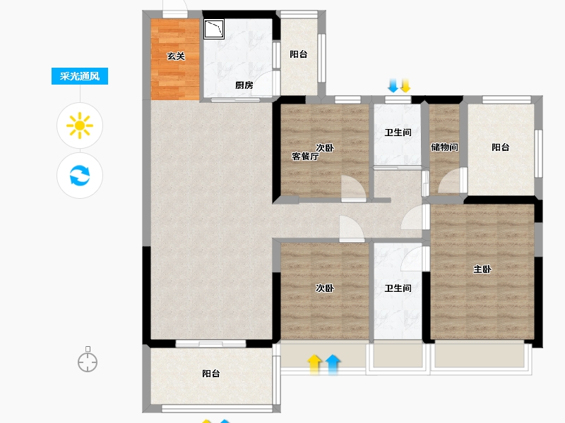 广东省-东莞市-碧桂园滨江府-100.70-户型库-采光通风