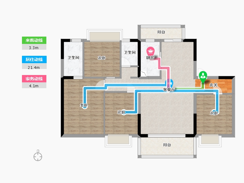 广东省-东莞市-碧桂园公园壹号-110.70-户型库-动静线