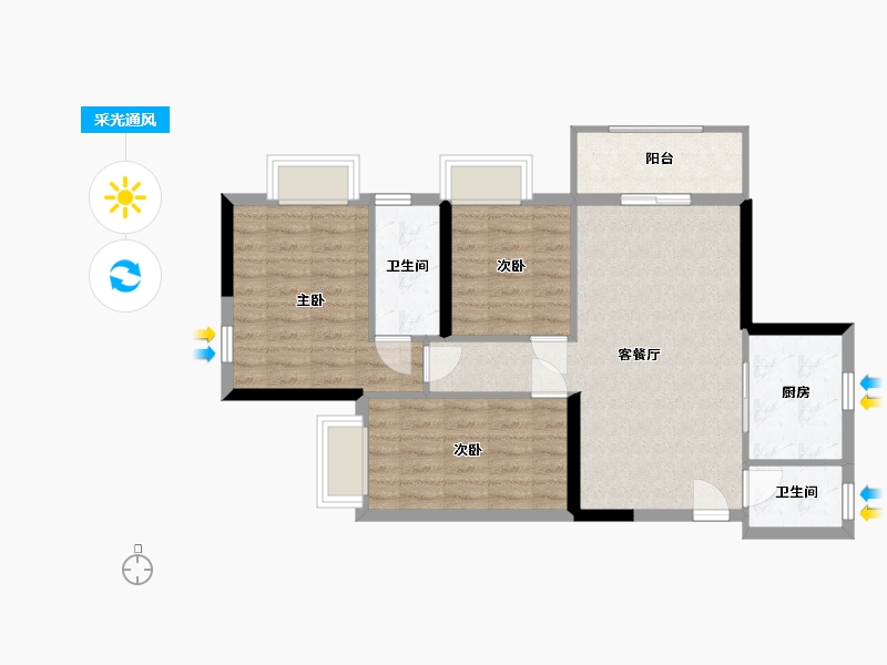 广西壮族自治区-南宁市-亿鼎温岭华府-75.30-户型库-采光通风