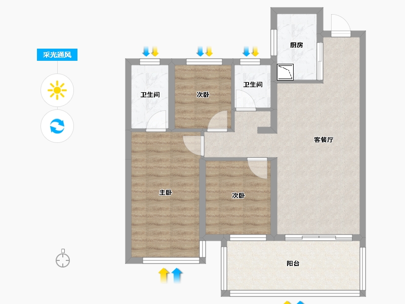 广西壮族自治区-南宁市-万科悦湾-75.61-户型库-采光通风