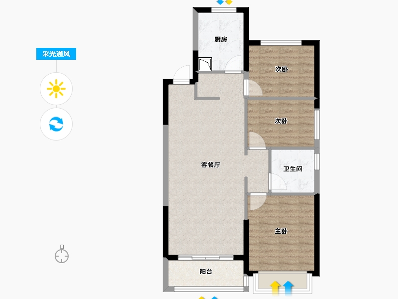 广西壮族自治区-南宁市-南宁恒大城-76.70-户型库-采光通风