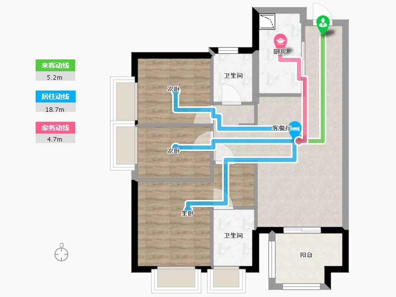 广东省-东莞市-万科金色城品-70.25-户型库-动静线