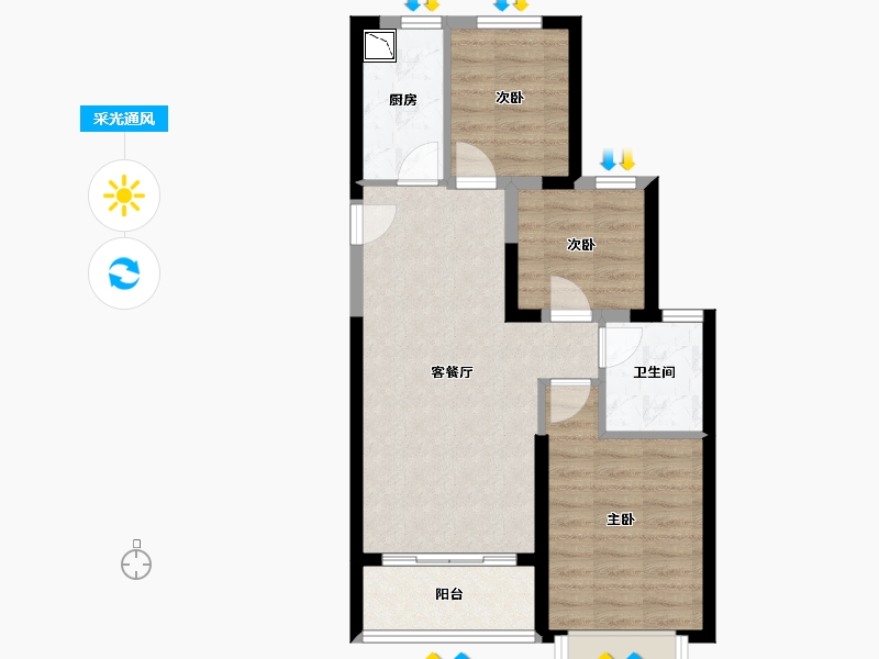 广西壮族自治区-南宁市-南宁恒大城-63.57-户型库-采光通风