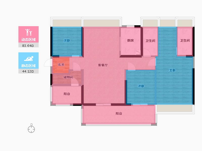 广东省-东莞市-碧桂园滨江府-114.18-户型库-动静分区