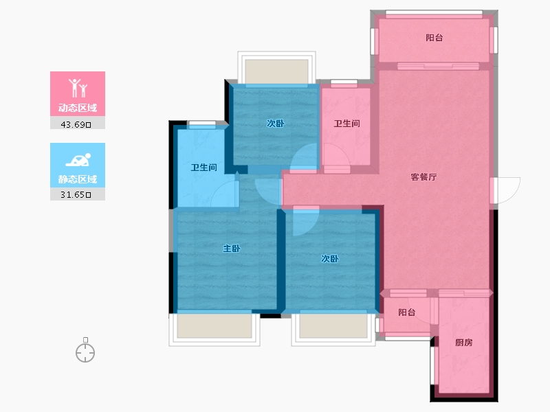 广西壮族自治区-南宁市-万丰新新传说-65.96-户型库-动静分区