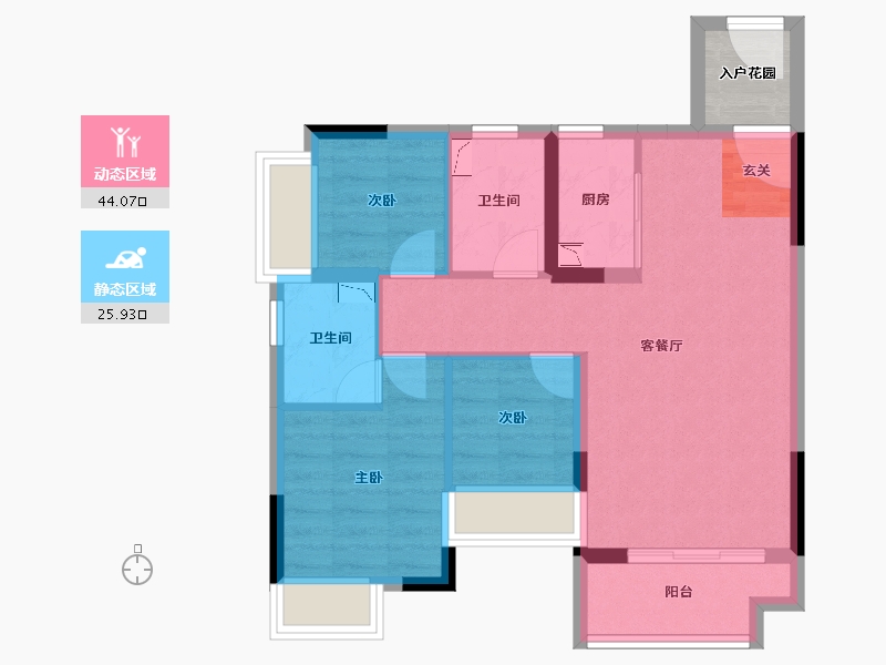 广东省-中山市-天基叠彩领峰-64.32-户型库-动静分区