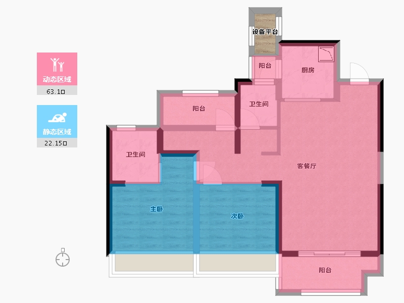 广东省-东莞市-正黄金色云庭-76.17-户型库-动静分区