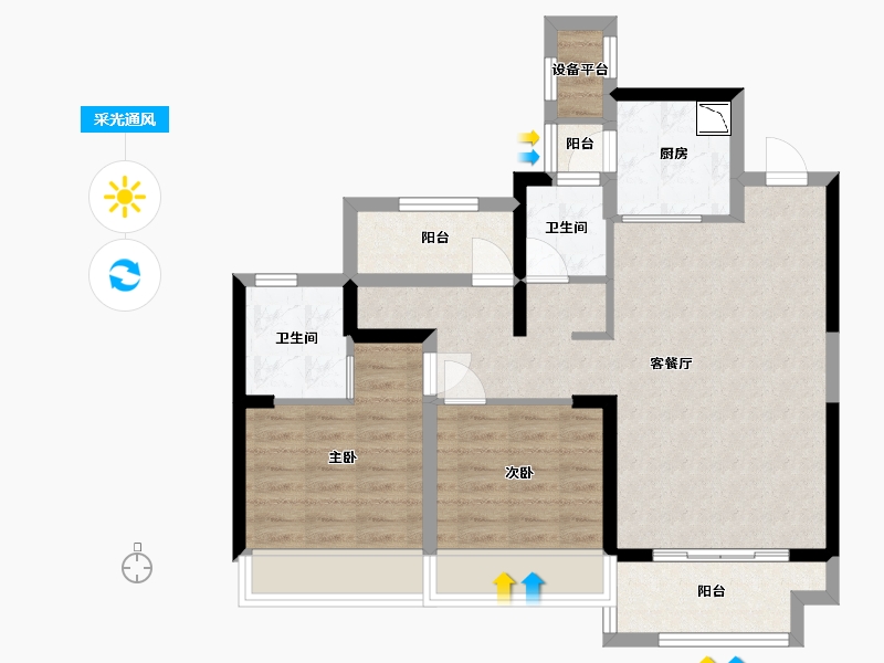 广东省-东莞市-正黄金色云庭-76.17-户型库-采光通风