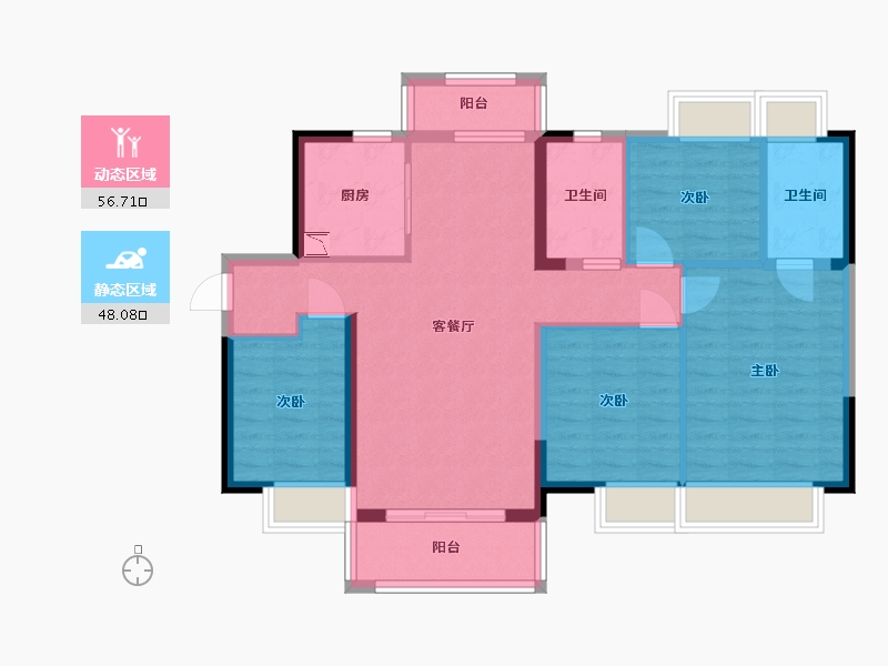 广东省-东莞市-龙光玖龙玺-93.64-户型库-动静分区