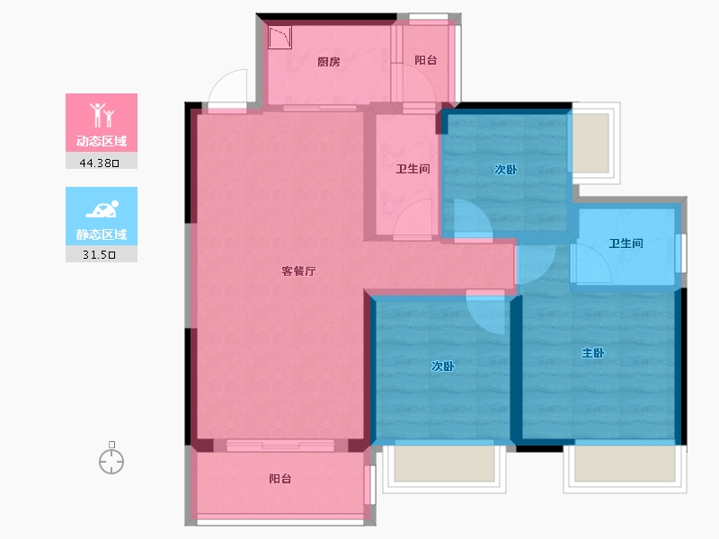 广西壮族自治区-南宁市-万丰新新传说-66.39-户型库-动静分区